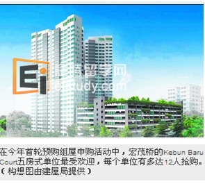 2013年开始首轮预购组屋申购活动中，宏茂桥的Kebun Baru Court五房式单位最受欢迎，每个单位有多达12人抢购。3190个单位（不包括小型公寓）共收到1万1382份申请，是去年7月以来四轮申购活动之冠。当中宏茂桥五房式最吃香，蔡厝港最受冷落。